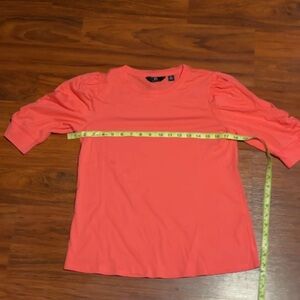 G by Guliana Classic Puff-Sleeve Crewneck Top - Coral
